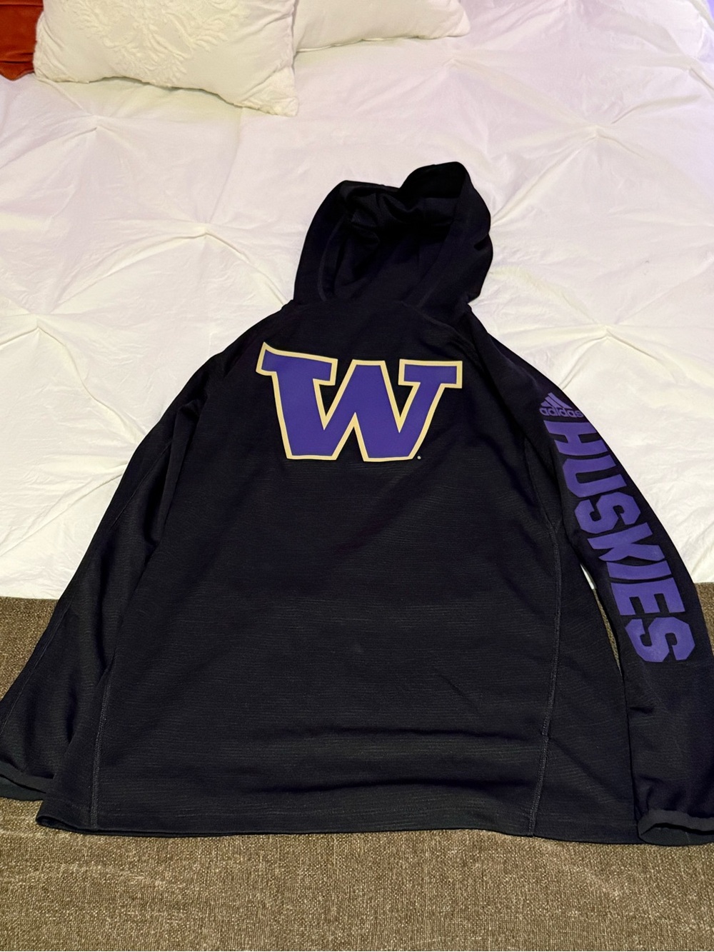 Adidas Black Hoodie with Purple and Gold 'W' Logo